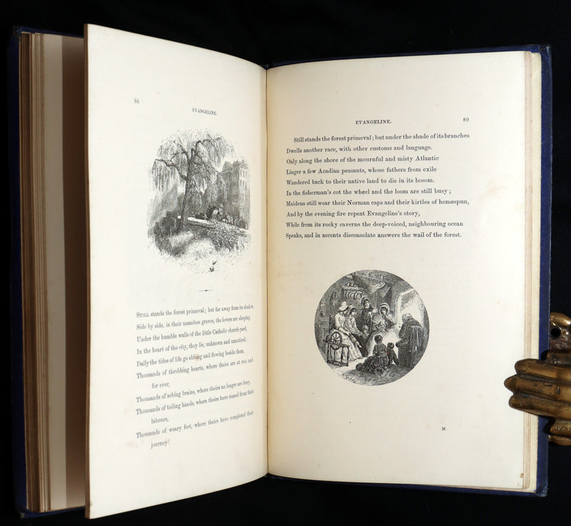 1854 Rare Victorian Book - Evangeline, A tale of Acadie by Longfellow