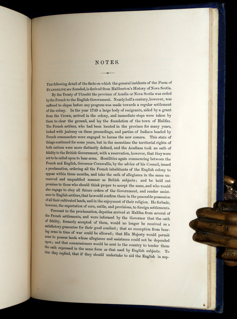 1854 Rare Victorian Book - Evangeline, A tale of Acadie by Longfellow