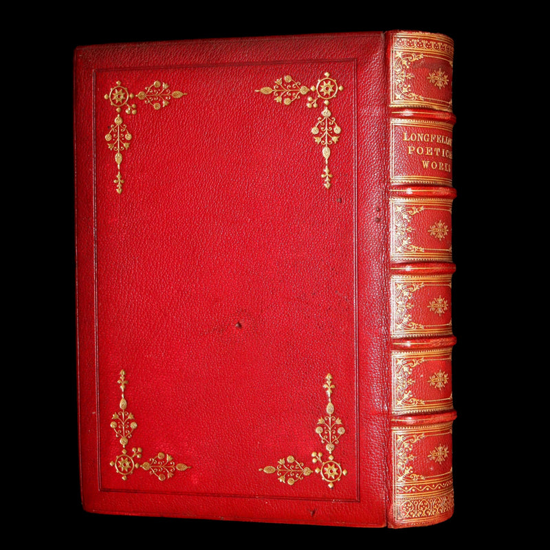1871 Rare Book bound by Ramage - The Poetical Works of Longfellow, Illustrated