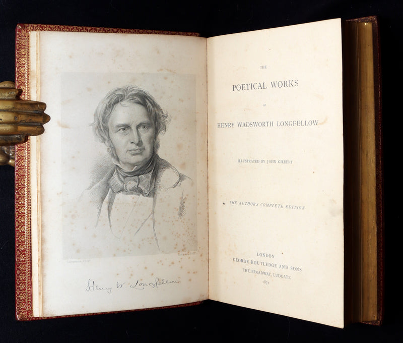 1871 Rare Book bound by Ramage - The Poetical Works of Longfellow, Illustrated