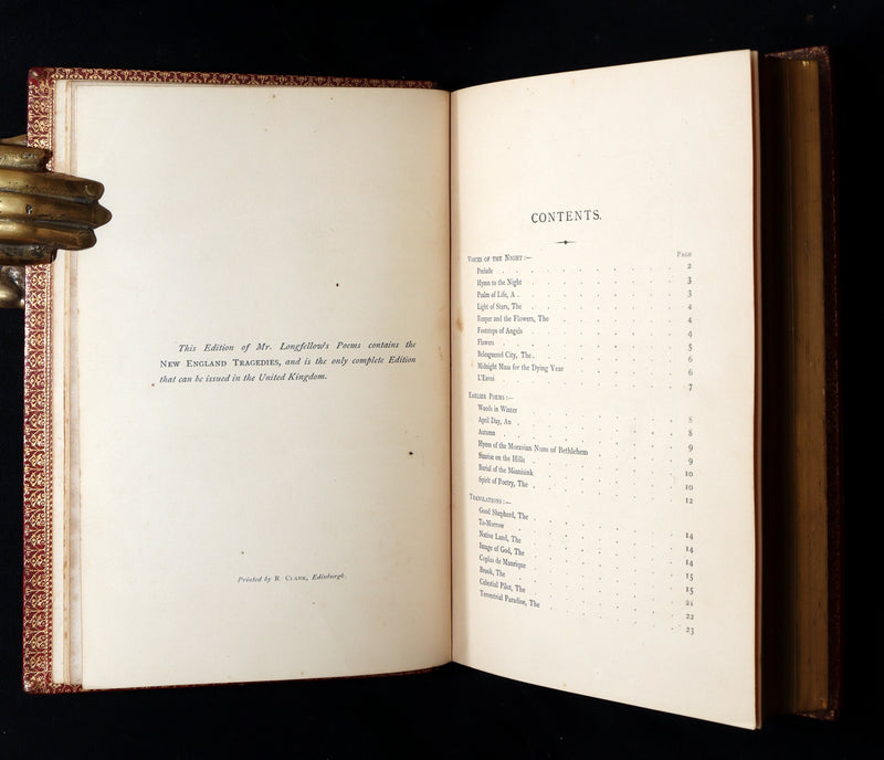 1871 Rare Book bound by Ramage - The Poetical Works of Longfellow, Illustrated