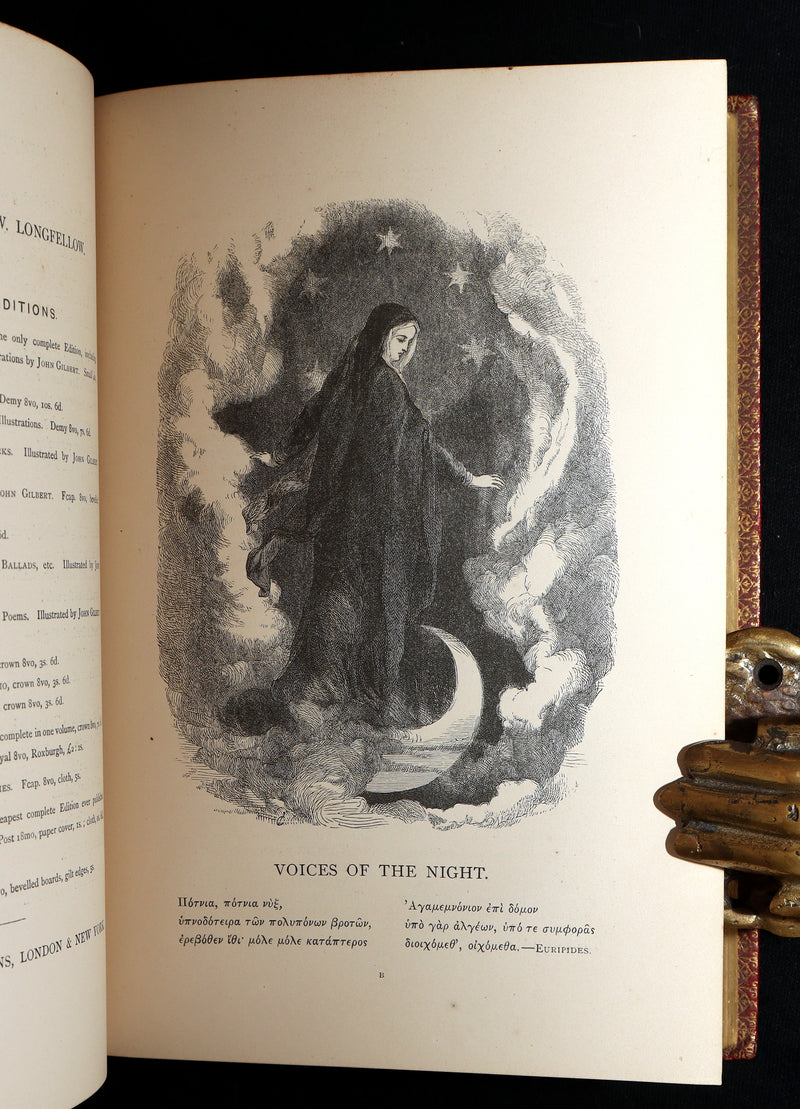 1871 Rare Book bound by Ramage - The Poetical Works of Longfellow, Illustrated