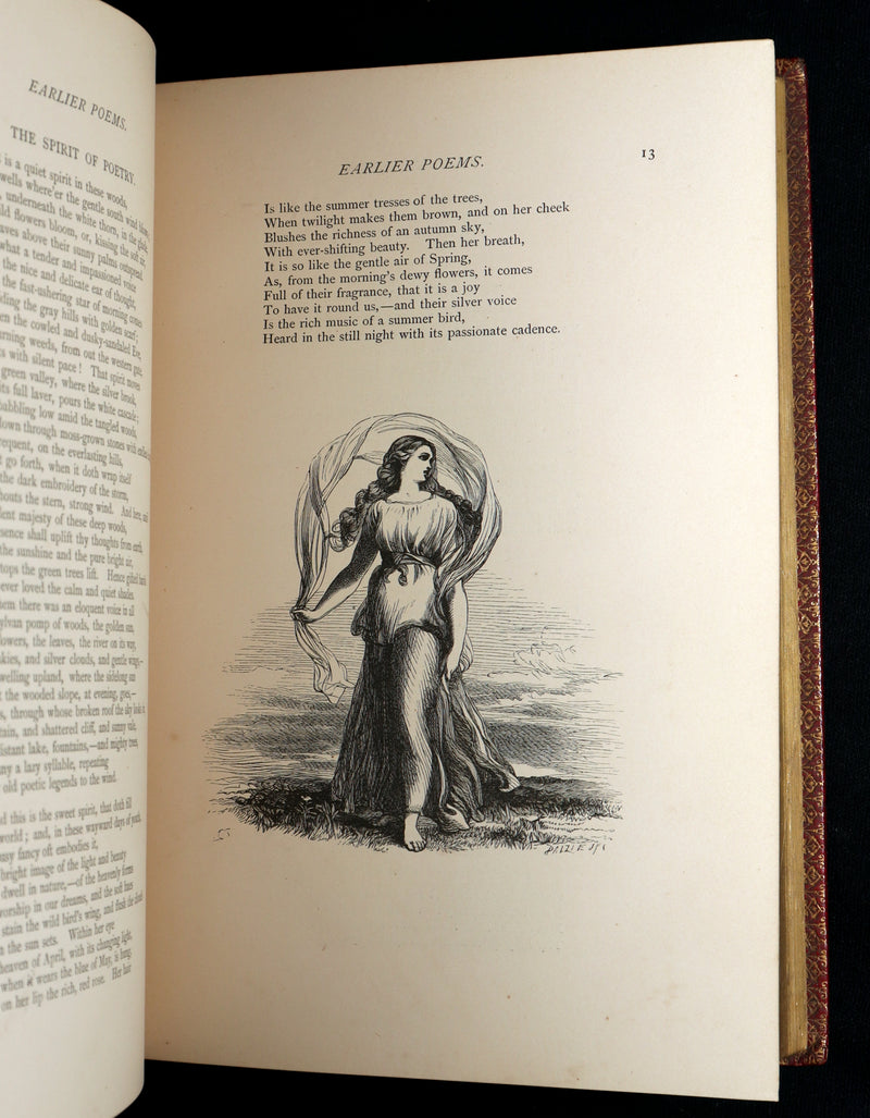 1871 Rare Book bound by Ramage - The Poetical Works of Longfellow, Illustrated