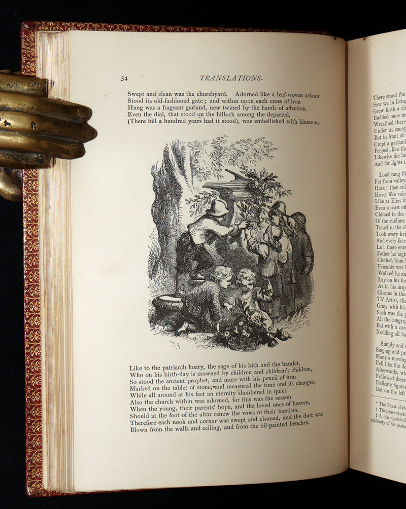 1871 Rare Book bound by Ramage - The Poetical Works of Longfellow, Illustrated