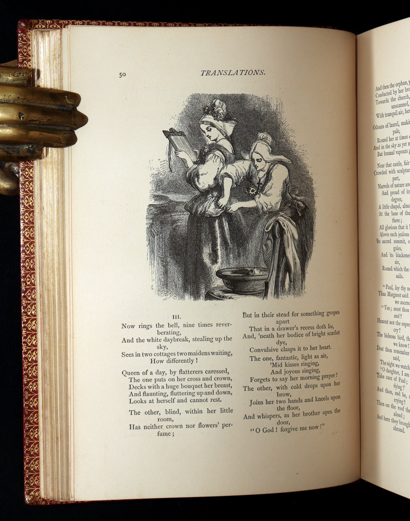 1871 Rare Book bound by Ramage - The Poetical Works of Longfellow, Illustrated