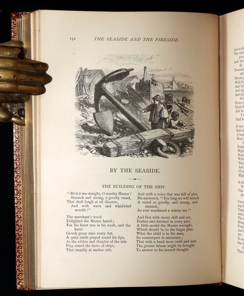 1871 Rare Book bound by Ramage - The Poetical Works of Longfellow, Illustrated