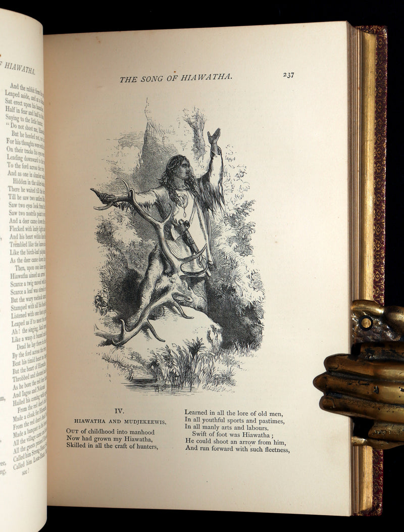 1871 Rare Book bound by Ramage - The Poetical Works of Longfellow, Illustrated