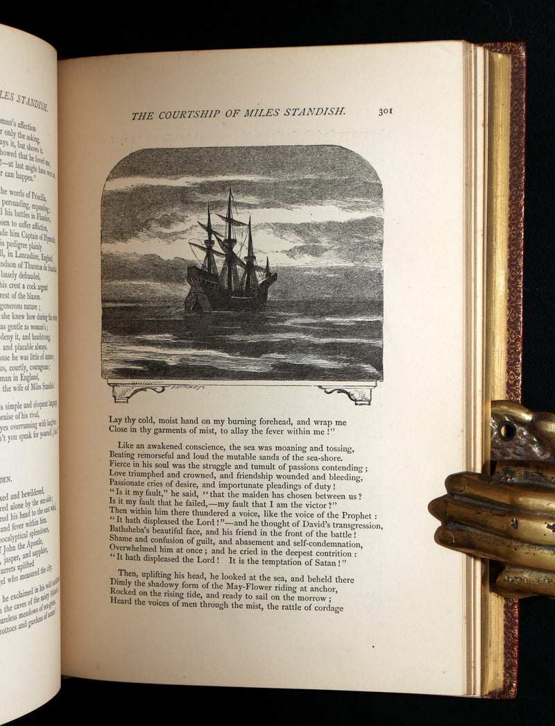 1871 Rare Book bound by Ramage - The Poetical Works of Longfellow, Illustrated