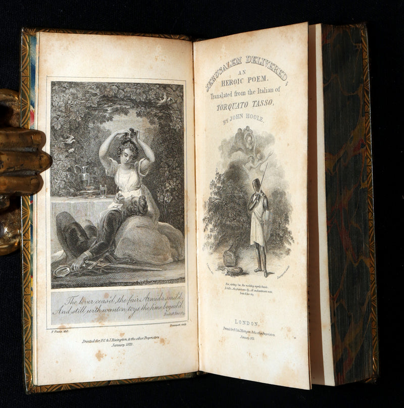 1822 Rare Book - Jerusalem Delivered; An Heroic Poem by Torquato Tasso