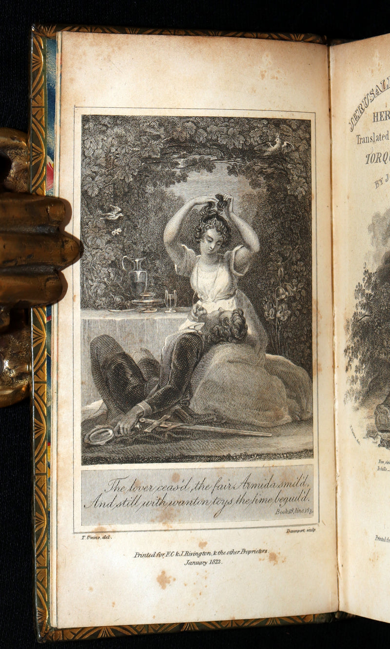 1822 Rare Book - Jerusalem Delivered; An Heroic Poem by Torquato Tasso