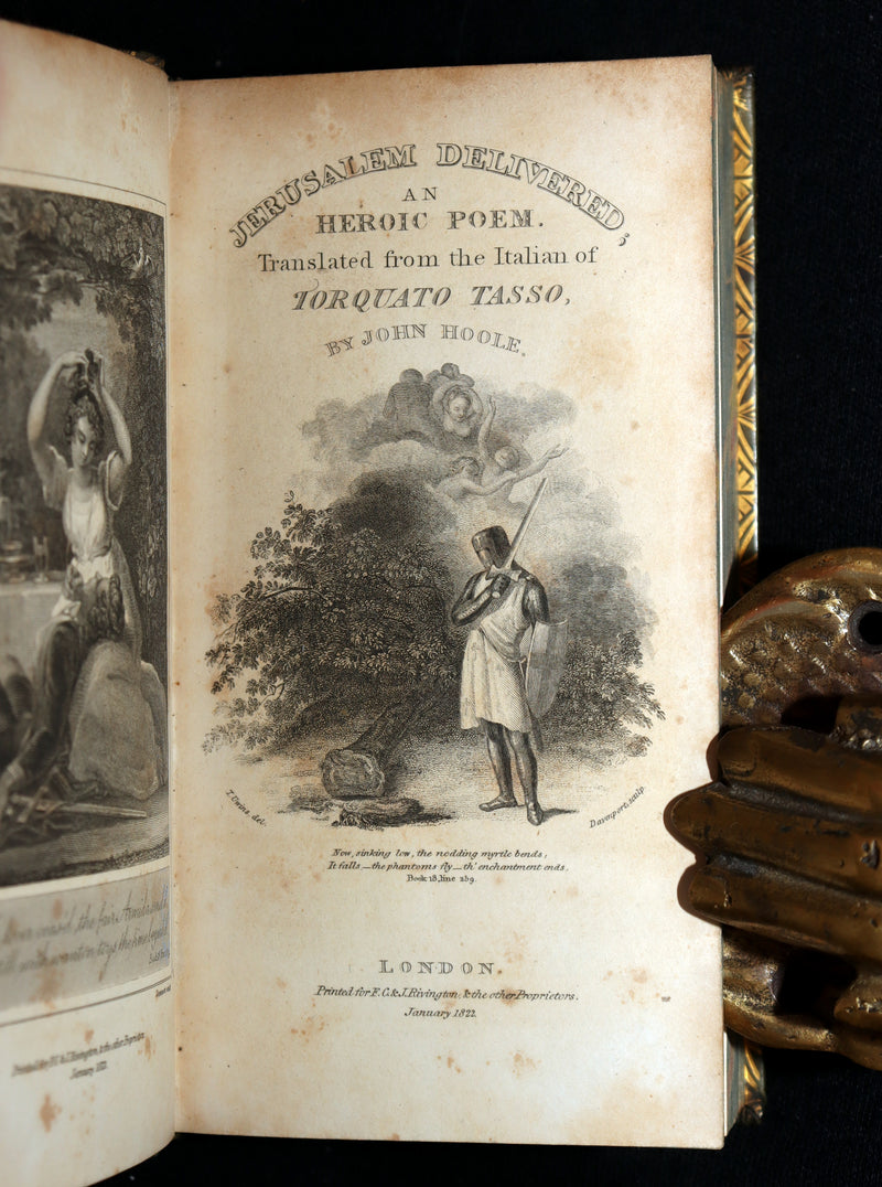 1822 Rare Book - Jerusalem Delivered; An Heroic Poem by Torquato Tasso