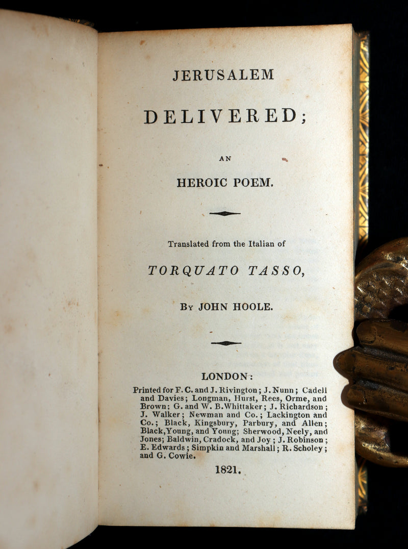 1822 Rare Book - Jerusalem Delivered; An Heroic Poem by Torquato Tasso