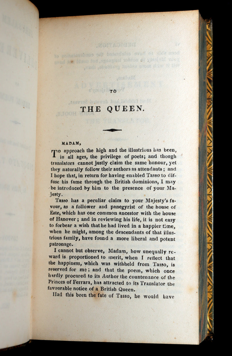 1822 Rare Book - Jerusalem Delivered; An Heroic Poem by Torquato Tasso