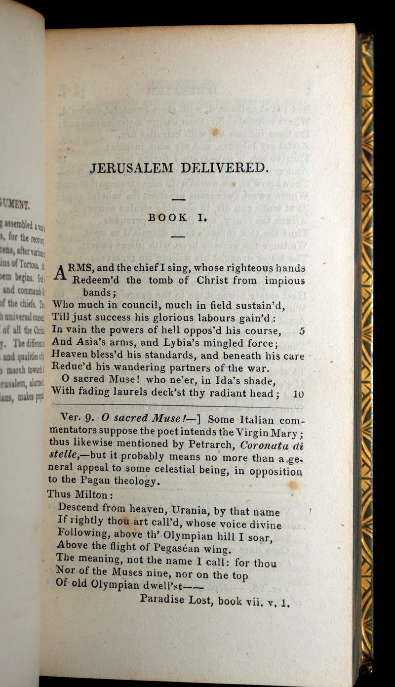 1822 Rare Book - Jerusalem Delivered; An Heroic Poem by Torquato Tasso