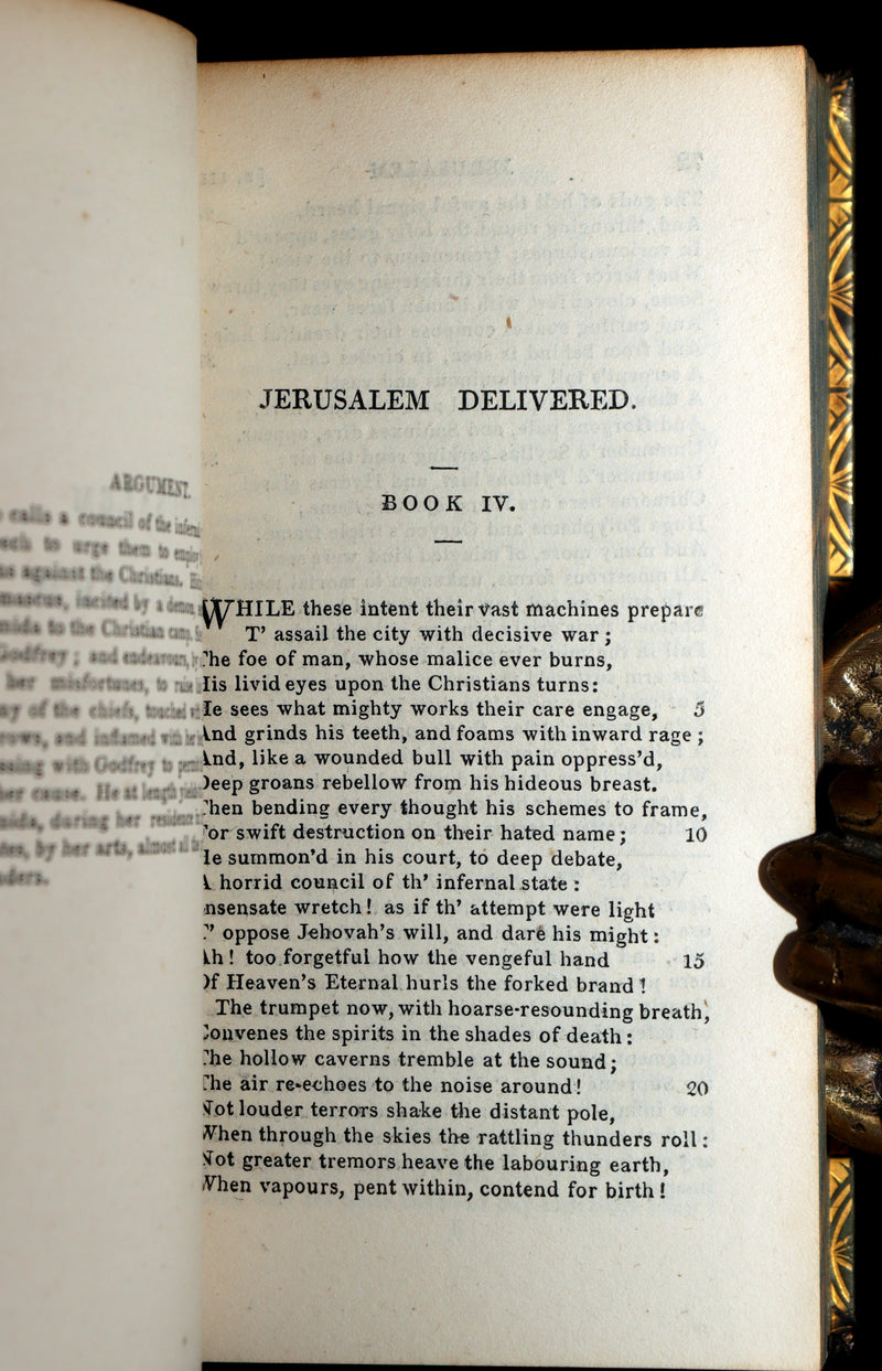 1822 Rare Book - Jerusalem Delivered; An Heroic Poem by Torquato Tasso