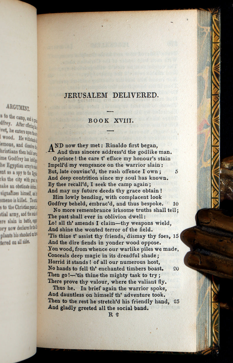 1822 Rare Book - Jerusalem Delivered; An Heroic Poem by Torquato Tasso
