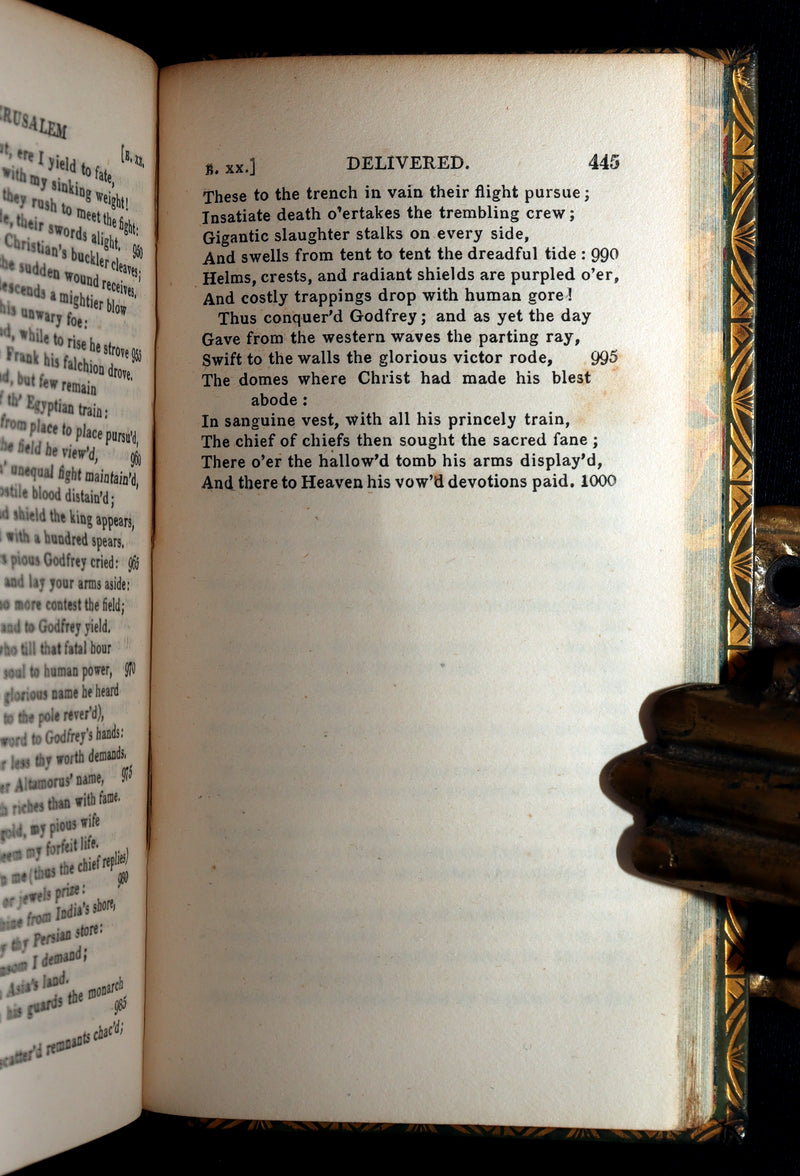 1822 Rare Book - Jerusalem Delivered; An Heroic Poem by Torquato Tasso