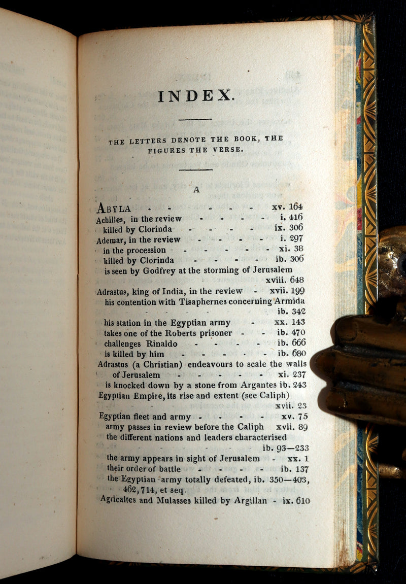 1822 Rare Book - Jerusalem Delivered; An Heroic Poem by Torquato Tasso