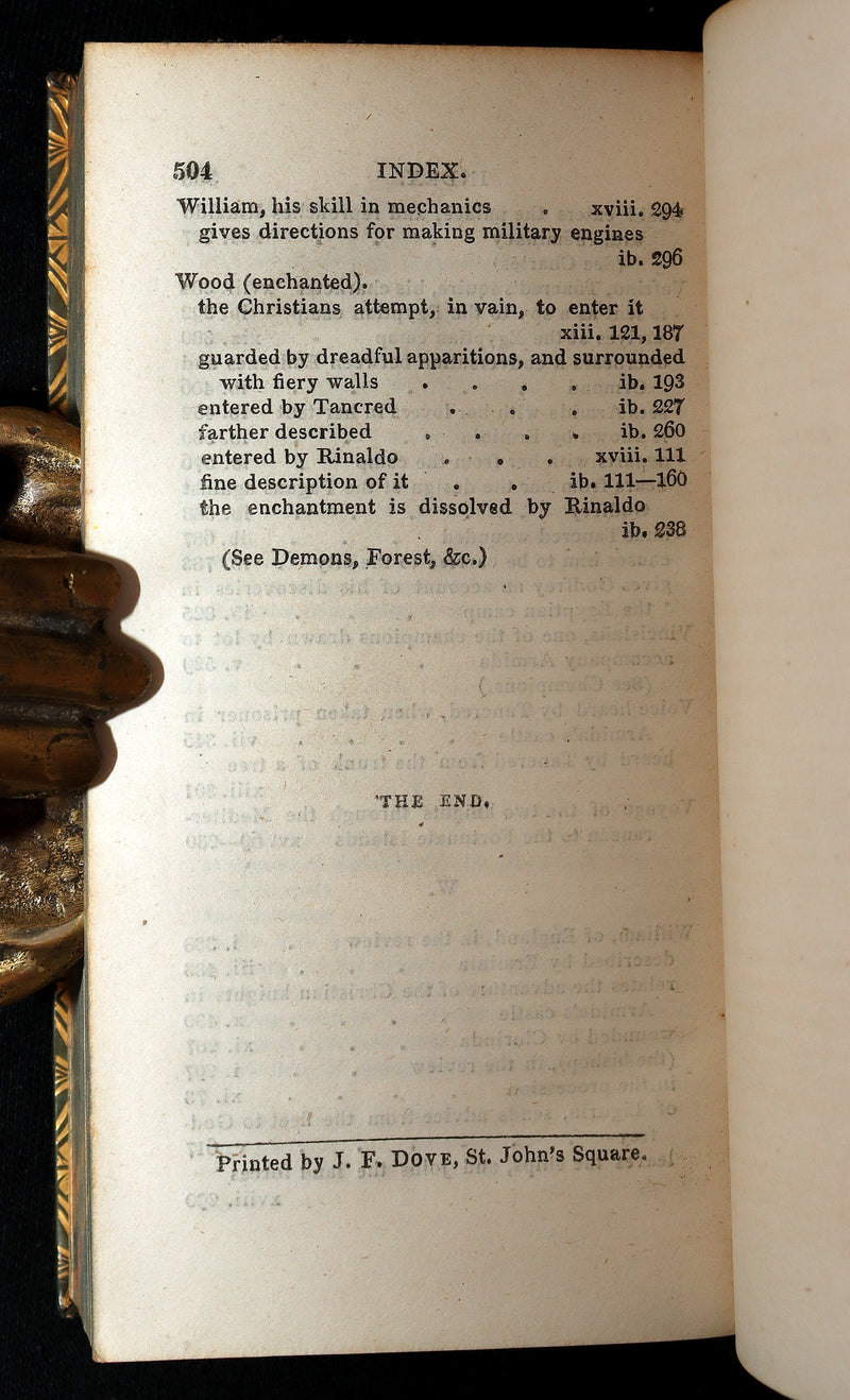 1822 Rare Book - Jerusalem Delivered; An Heroic Poem by Torquato Tasso