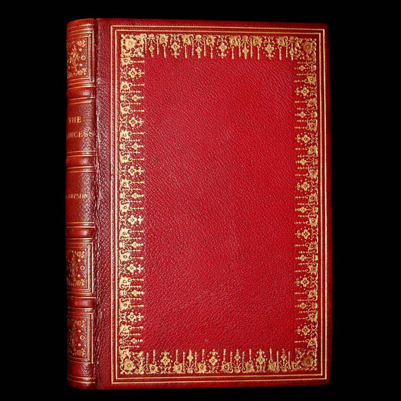 1869 Rare Book bound in Red Morocco - The Princess, Poem by Alfred Tennyson