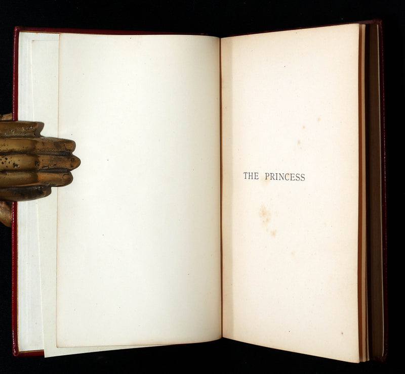 1869 Rare Book bound in Red Morocco - The Princess, Poem by Alfred Tennyson