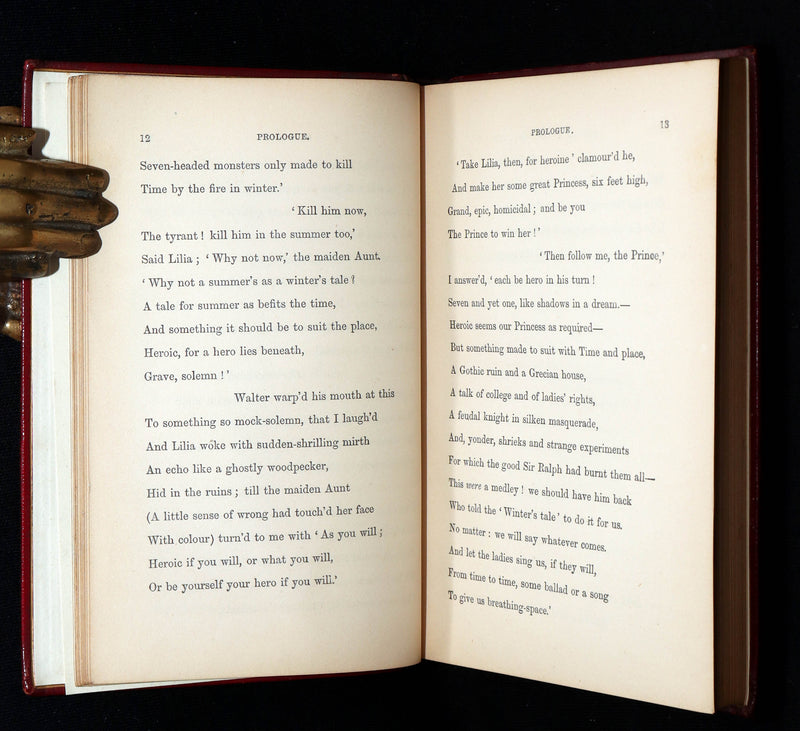 1869 Rare Book bound in Red Morocco - The Princess, Poem by Alfred Tennyson
