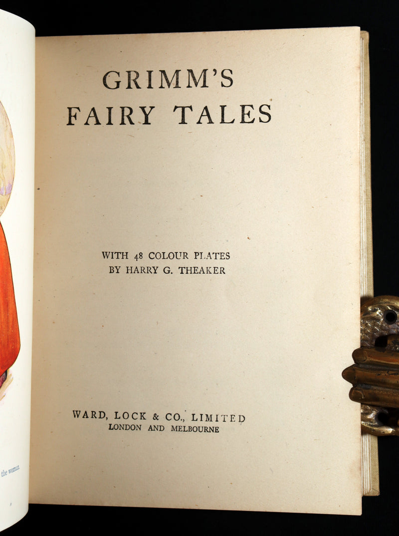1920 Rare Book - Grimm's Fairy Tales with 48 Colour Plates By Harry G. Theaker