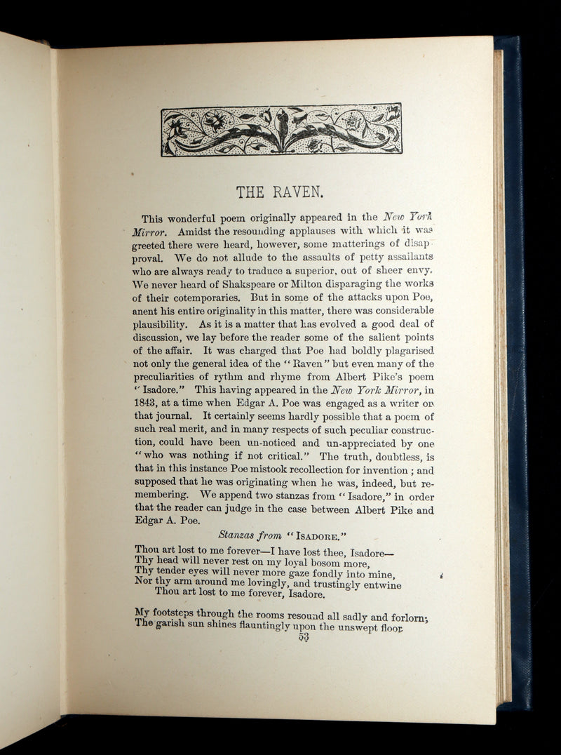1890 Rare Book - Poems of Edgar Allan Poe with Memoir of the Poet