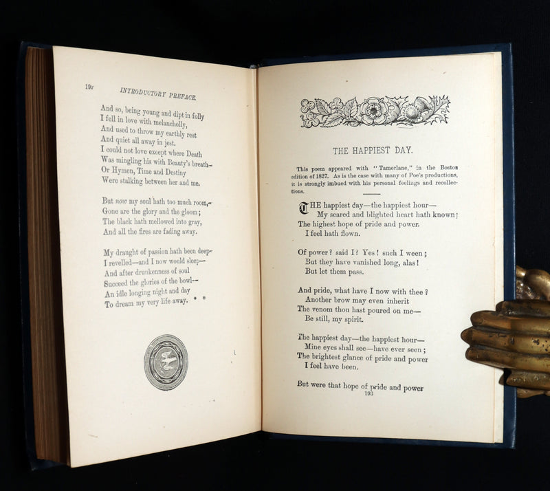 1890 Rare Book - Poems of Edgar Allan Poe with Memoir of the Poet