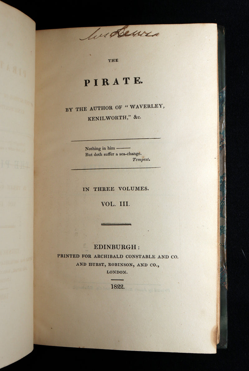 1822 Rare First Edition Book set - The Pirate by Sir Walter Scott