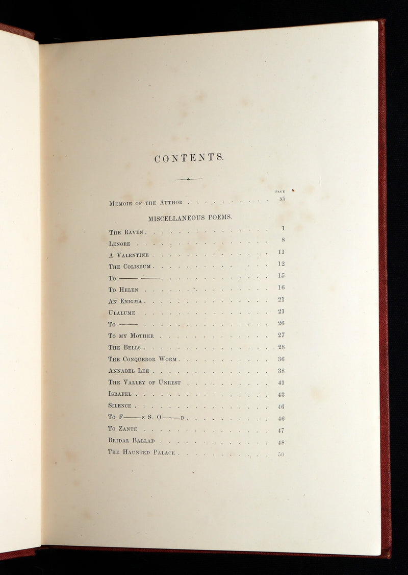 1866 Rare Book - The Poetical Works of Edgar Allan Poe, with Original Memoir
