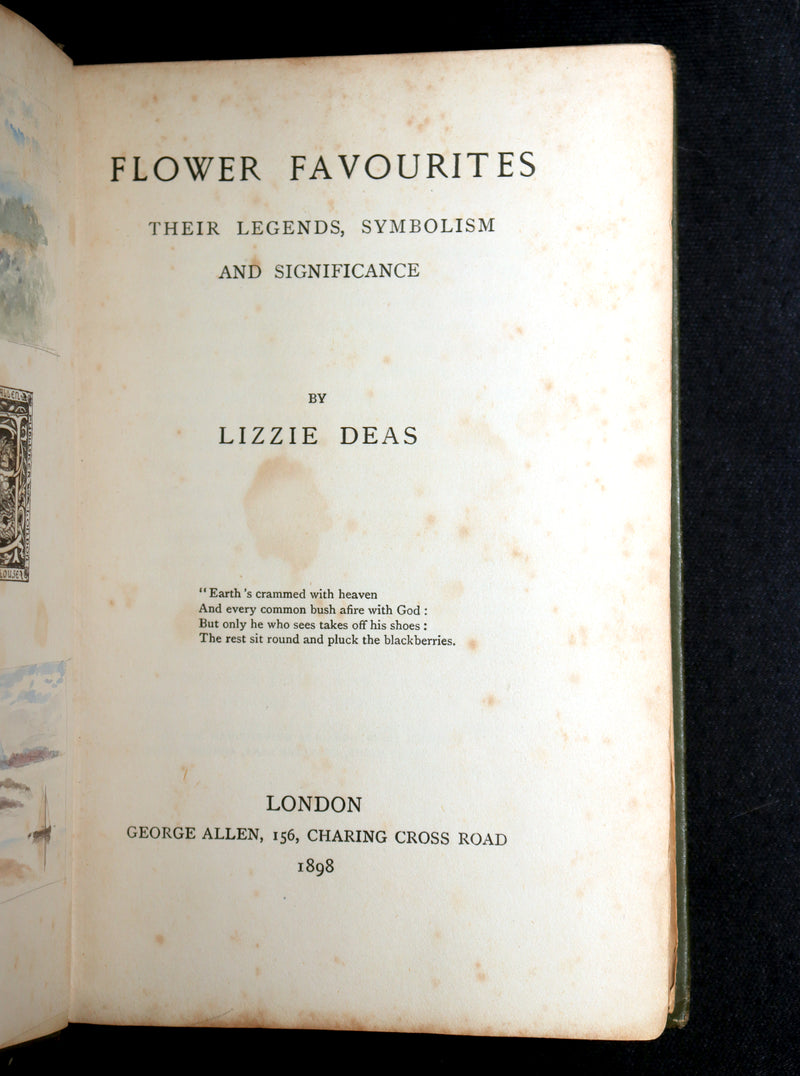 1898 First Edition, Unique Hand-Illuminated - Flower Favourites by Lizzie Deas