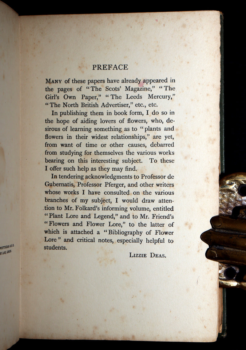 1898 First Edition, Unique Hand-Illuminated - Flower Favourites by Lizzie Deas