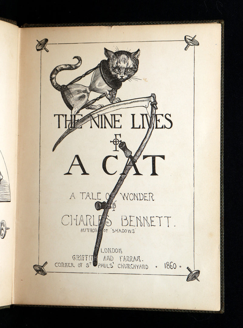 1860 Rare First Edition-The Nine Lives of a Cat, illustrated by Charles Bennett