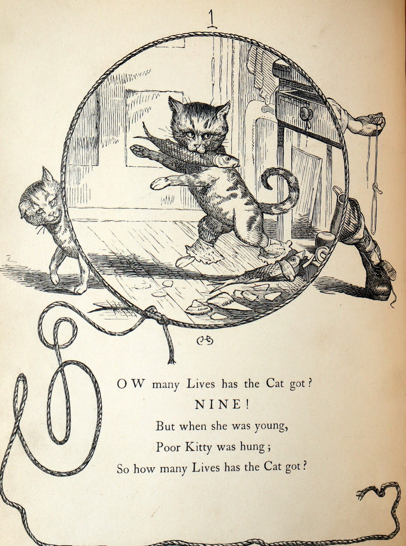 1860 Rare First Edition-The Nine Lives of a Cat, illustrated by Charles Bennett