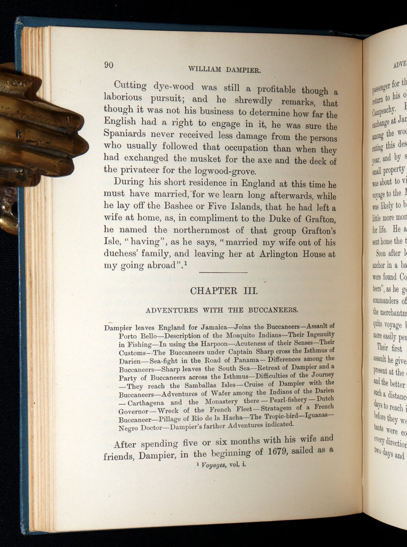 1895 Rare Pirate Book- The Life of William Dampier and The Buccaneers of America