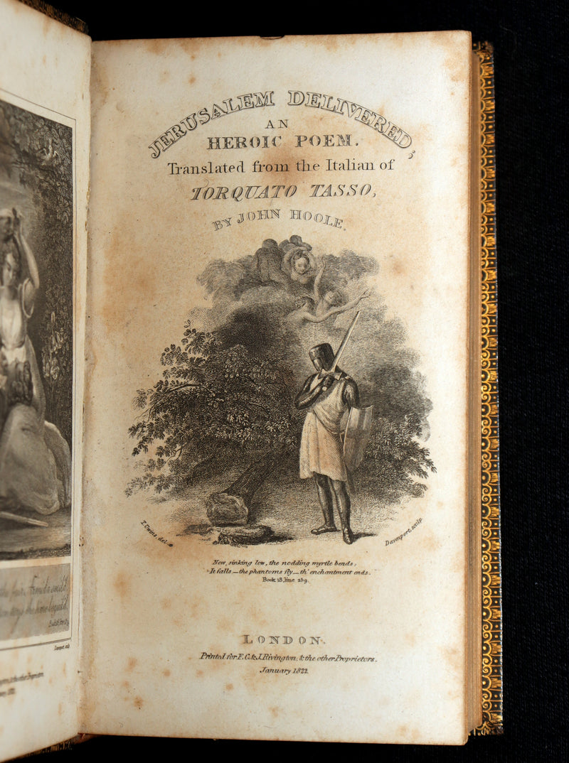 1822 Rare Book - Jerusalem Delivered; An Heroic Poem by Torquato Tasso