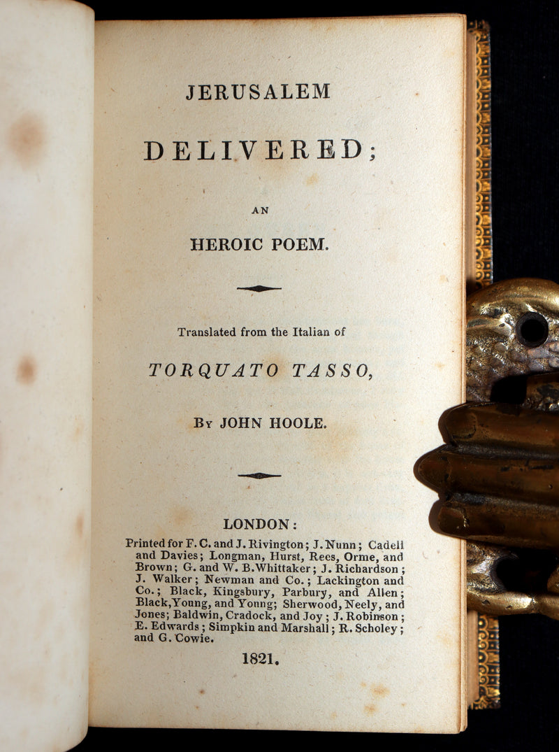 1822 Rare Book - Jerusalem Delivered; An Heroic Poem by Torquato Tasso