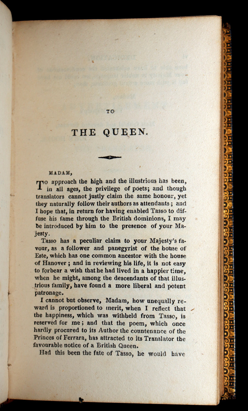1822 Rare Book - Jerusalem Delivered; An Heroic Poem by Torquato Tasso