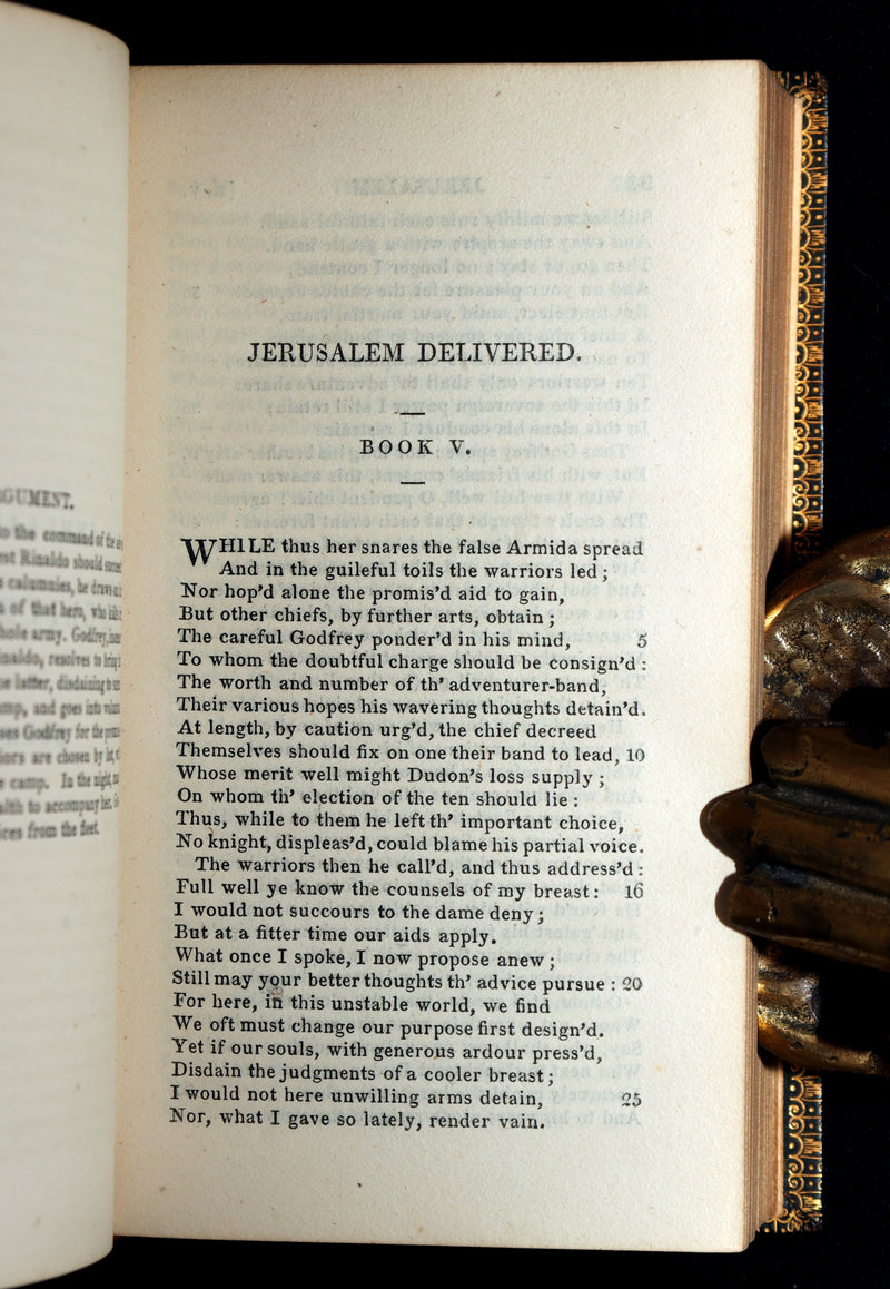 1822 Rare Book - Jerusalem Delivered; An Heroic Poem by Torquato Tasso