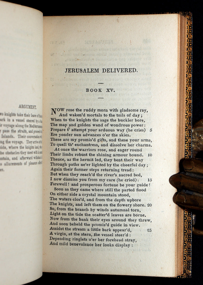 1822 Rare Book - Jerusalem Delivered; An Heroic Poem by Torquato Tasso