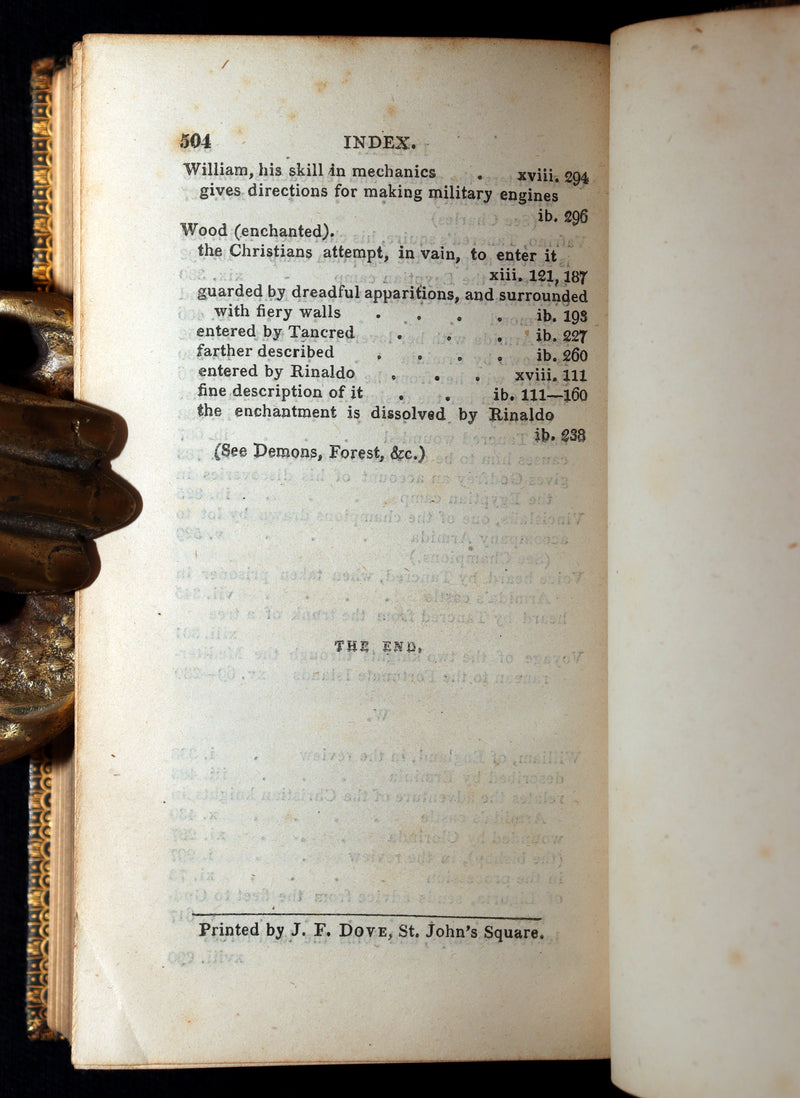 1822 Rare Book - Jerusalem Delivered; An Heroic Poem by Torquato Tasso