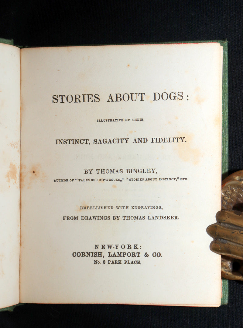1850 Scarce Book - Stories About Dogs by Thomas Bingley and Thomas Landseer