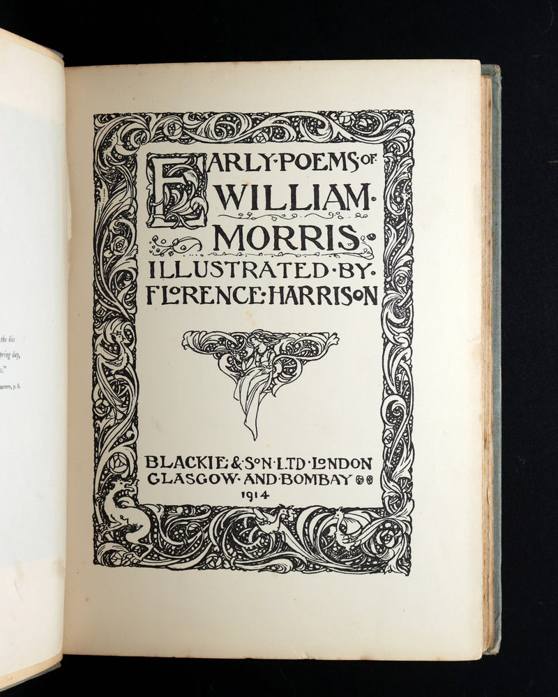 1914 Rare 1stED - Poems of William Morris by Pre-Raphaelite Florence Harrison