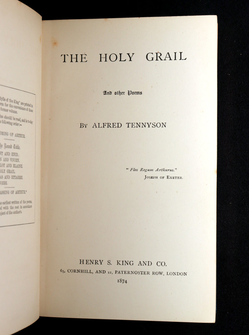 1874 Rare Zaehnsdorf Binding - Legend of King Arthur, The Holy Grail by Tennyson