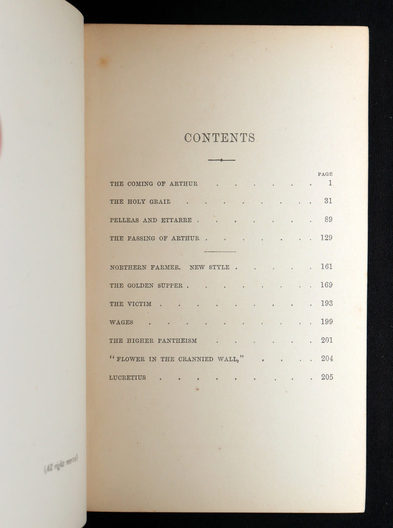 1874 Rare Zaehnsdorf Binding - Legend of King Arthur, The Holy Grail by Tennyson