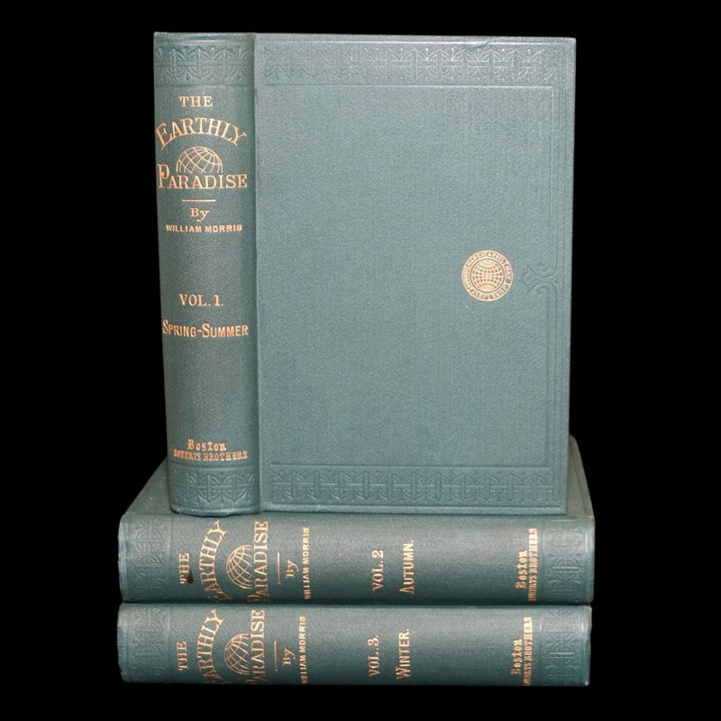 1893 Rare Book Set - The Earthly Paradise, a poem by William Morris