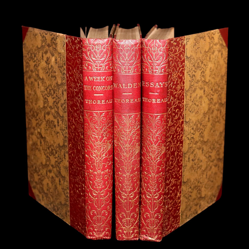 1888 Scarce Deluxe Edition - Walden; A Week on the Concord; Essays of Thoreau