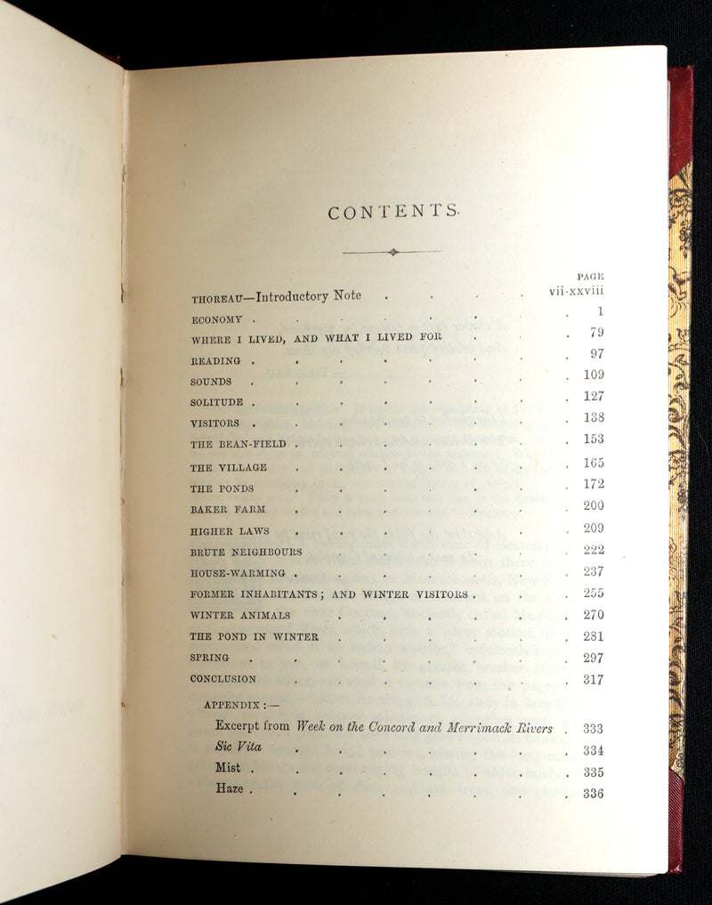 1888 Scarce Deluxe Edition - Walden; A Week on the Concord; Essays of Thoreau