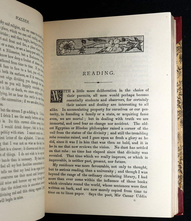 1888 Scarce Deluxe Edition - Walden; A Week on the Concord; Essays of Thoreau